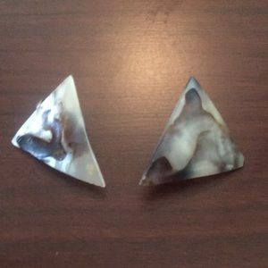 Exotic 80's Vintage Abalone Shell Clip on Earnings